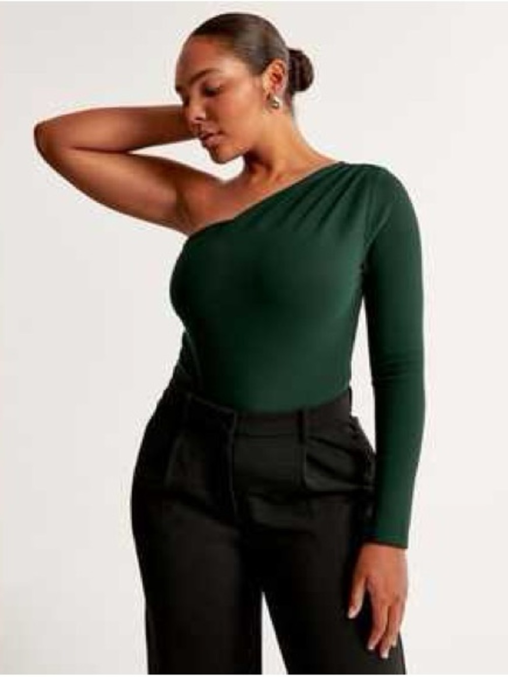 Abercrombie & Fitch Dark Green One-Shoulder Bodysuit